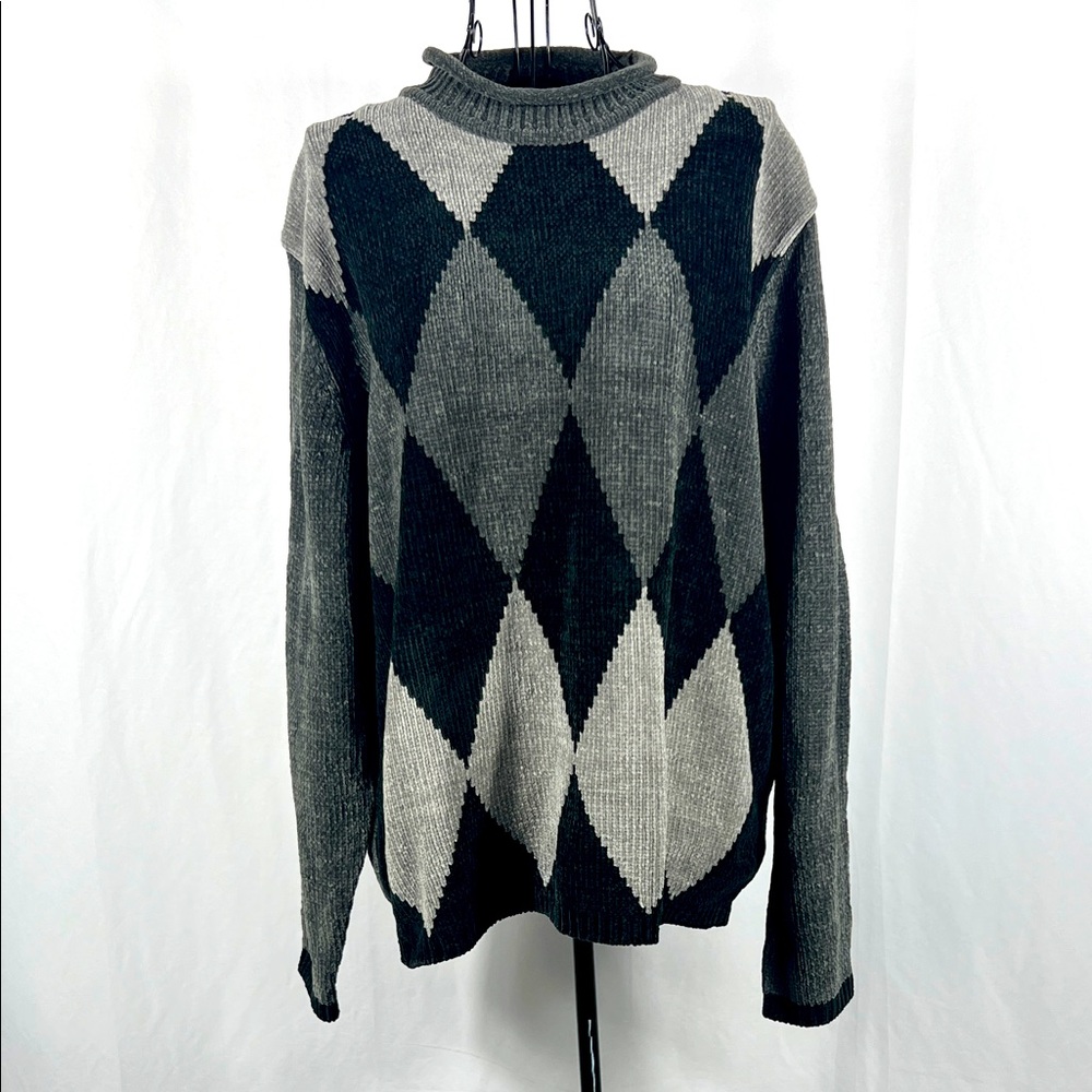 VINTAGE CAROLYN TAYLOR LUXURY Women’s Sweater Large‎ Black Gray CHENILLE